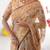 Peach beige handloom floral printed saree with blouse