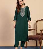 Green premium designer festive wear readymade suit