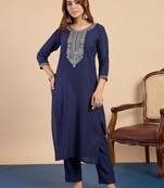 Navy-blue premium designer festive wear readymade suit