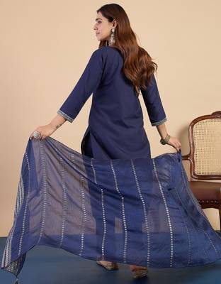 Navy-blue premium designer festive wear readymade suit 2