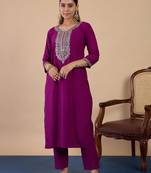 Purple premium designer festive wear readymade suit
