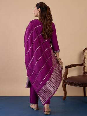 Purple premium designer festive wear readymade suit 2