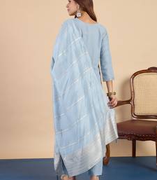 Grey premium designer festive wear readymade suit