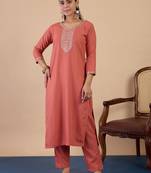 Peach premium designer festive wear readymade suit