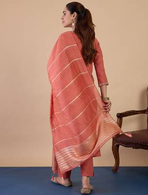 Peach premium designer festive wear readymade suit 2