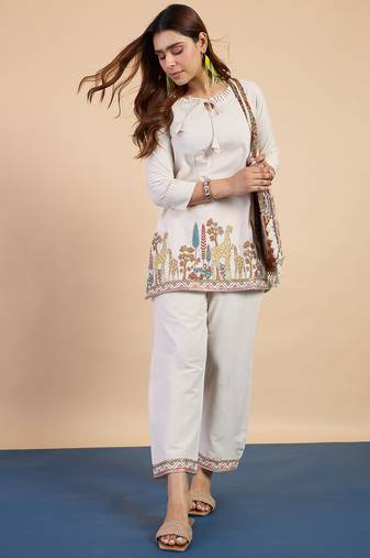 Off-white premium designer festive wear readymade suit