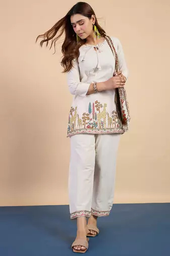 Off-white premium designer festive wear readymade suit