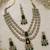 Muti layered Green Kundan Bridal Necklace earring maangtikka Jewellery Set for wedding festival 