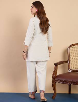 Off-white premium designer festive wear readymade suit 3