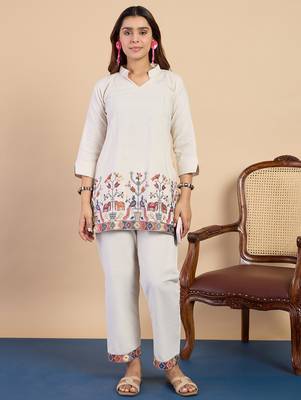 Off-white premium designer festive wear readymade suit 4