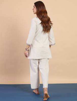 Off-white premium designer festive wear readymade suit 4