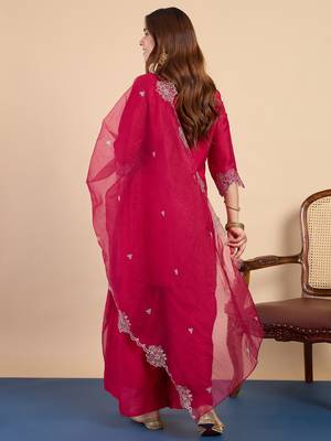 Dark-rani-pink premium designer festive wear readymade suit 4