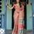 Elegant coral pink handloom saree with traditional peacock motifs with blouse