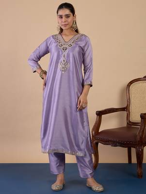 Lavender premium designer festive wear readymade suit 1
