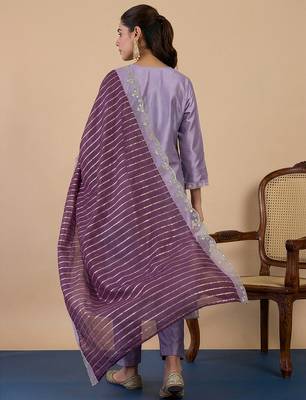 Lavender premium designer festive wear readymade suit 2