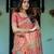 Elegant coral pink handloom saree with traditional peacock motifs with blouse