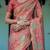 Elegant coral pink handloom saree with traditional peacock motifs with blouse