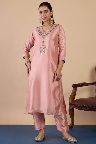 Peach premium designer festive wear readymade suit