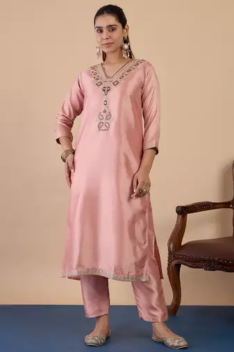 Peach premium designer festive wear readymade suit