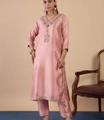 Peach premium designer festive wear readymade suit