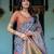 Royal lavender blue handloom saree with artistic floral & paisley design with blouse