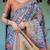 Royal lavender blue handloom saree with artistic floral & paisley design with blouse
