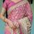 Royal pink handloom saree with heritage elephant & palace art with blouse