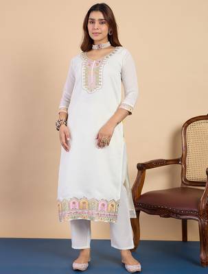 Off-white premium designer festive wear readymade suit 4