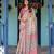 Elegant cream pink handloom saree with floral garden & peacock art with blouse