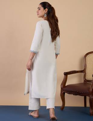 Off-white premium designer festive wear readymade suit 3