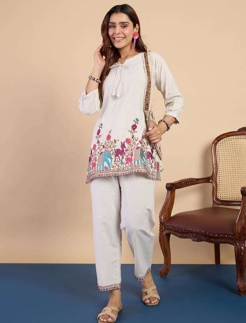 Off-white premium designer festive wear readymade suit