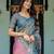 Elegant steel blue handloom saree with floral heritage art with blouse