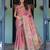 Elegant rani pink handloom saree with floral & artistic peacock design with blouse