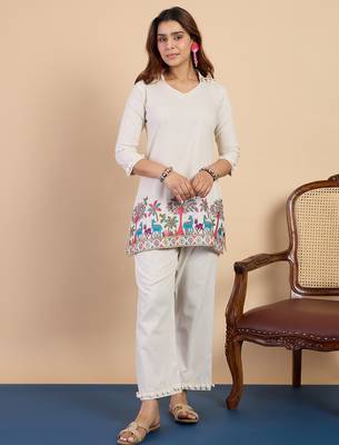 Off-white premium designer festive wear readymade suit 1
