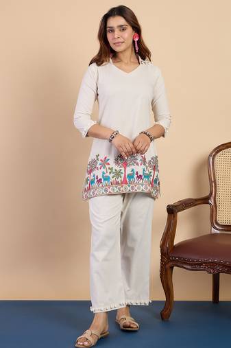 Off-white premium designer festive wear readymade suit