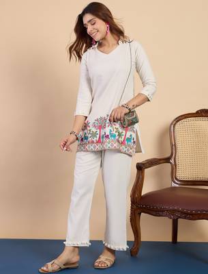 Off-white premium designer festive wear readymade suit 4