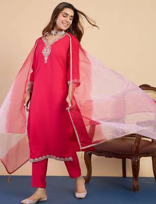 Pink premium designer festive wear readymade suit 3