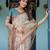 Elegant ivory beige handloom saree with nature-inspired artistic pallu with blouse
