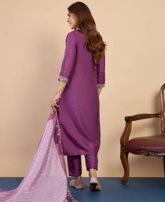 Purple premium designer festive wear readymade suit 2