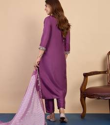 Purple premium designer festive wear readymade suit