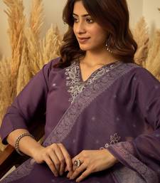 Lavender premium designer festive wear readymade suit