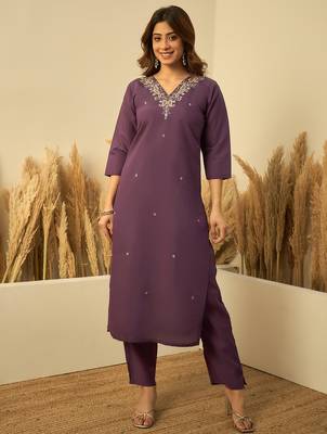Lavender premium designer festive wear readymade suit 3
