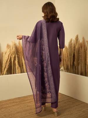 Lavender premium designer festive wear readymade suit 4