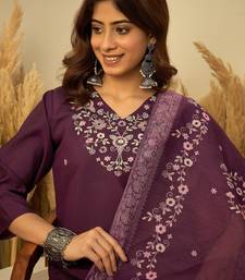 Purple premium designer festive wear readymade suit