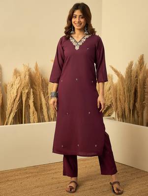 Wine premium designer festive wear readymade suit 1