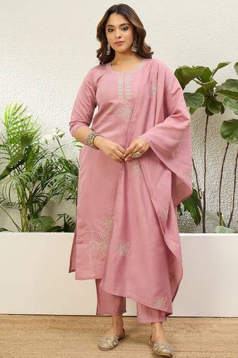 Baby-pink premium designer festive wear readymade suit