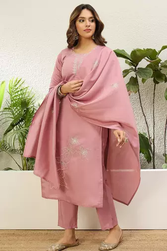 Baby-pink premium designer festive wear readymade suit