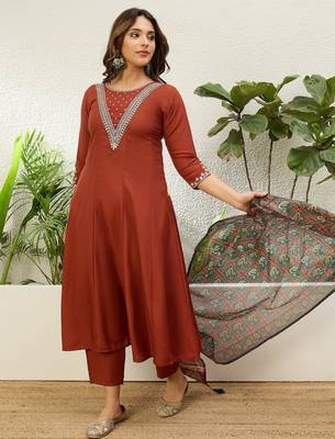 Mustard premium designer festive wear readymade suit 2