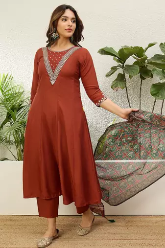 Mustard premium designer festive wear readymade suit