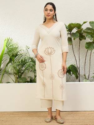 Off-white premium designer festive wear readymade suit 1